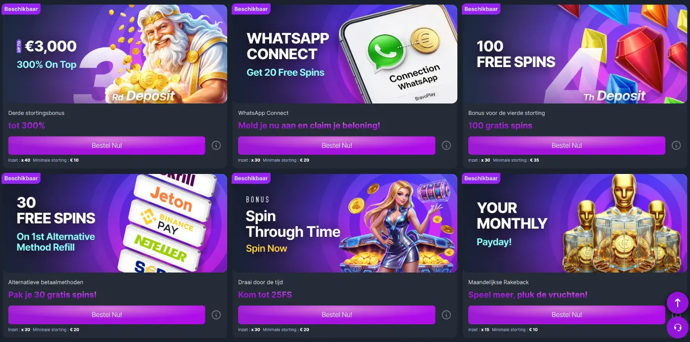 BravoPlay Casino Promoties & Bonussen